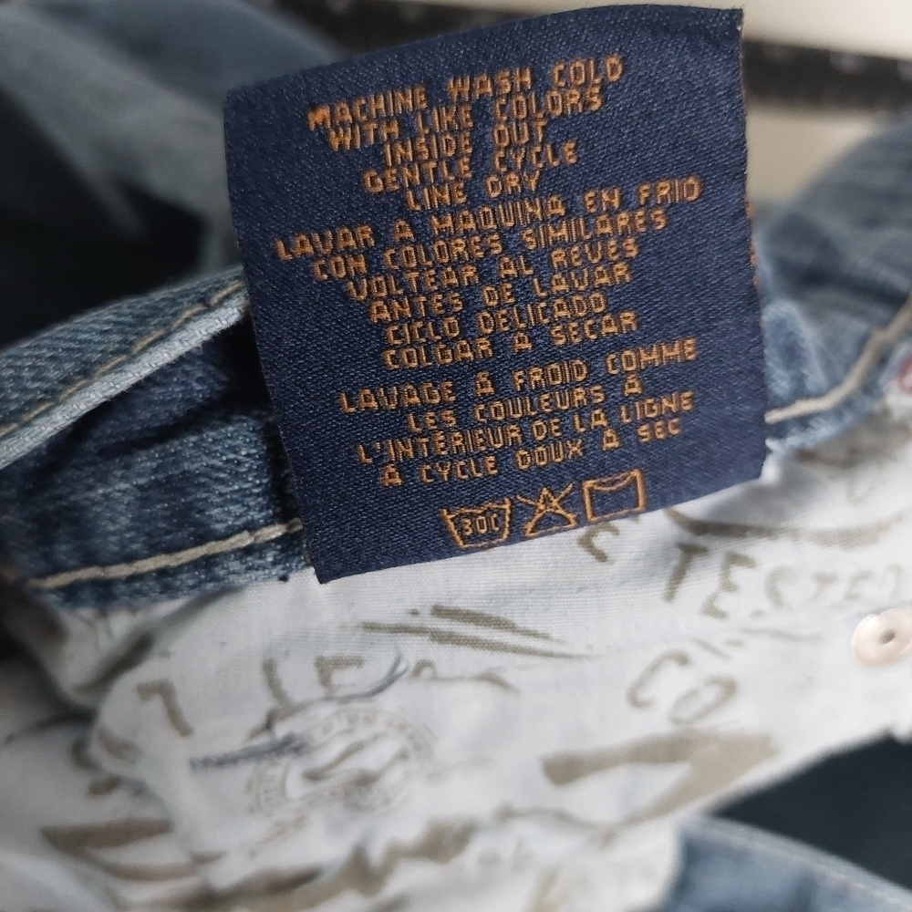 Seven 7 Blue Pants Denim Jeans Men Distressed Straight Fit Size 36 - Picture 7 of 14